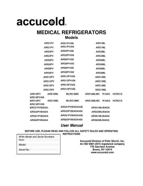 Accucold ARG8MLDL2B