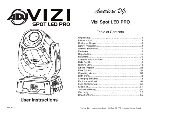 Adj Vizi Spot LED Pro