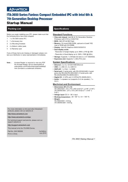 Advantech ITA-3650