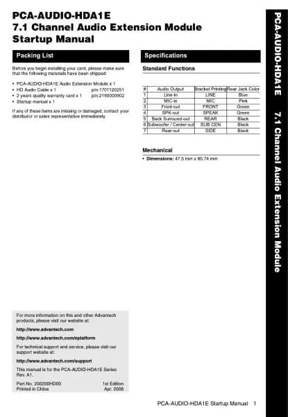 Advantech PCA-AUDIO
