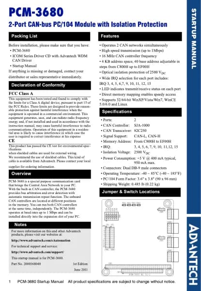 Advantech PCM-3680
