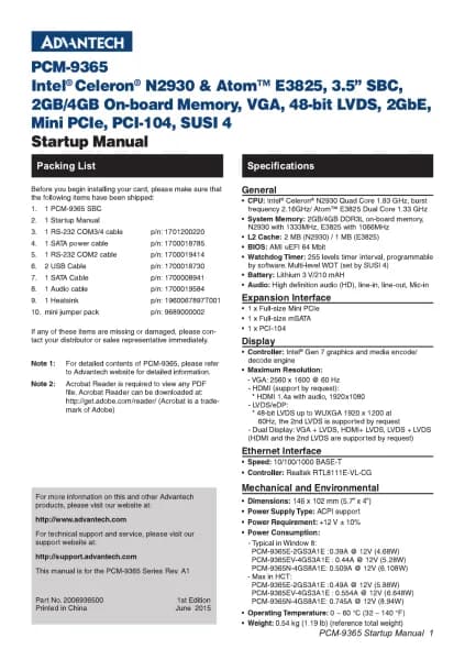 Advantech PCM-9365