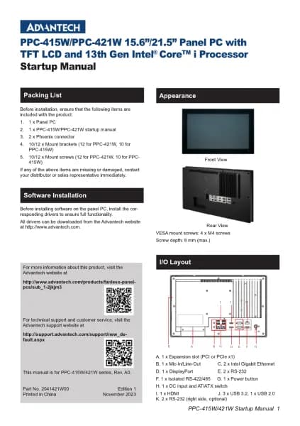 Advantech PPC-421W