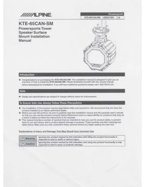 Alpine KTE-65CAN-SM