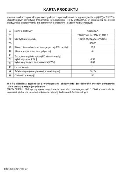 Amica EB522BA+ IN