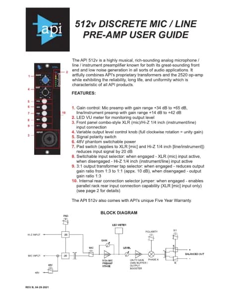API Audio 512V