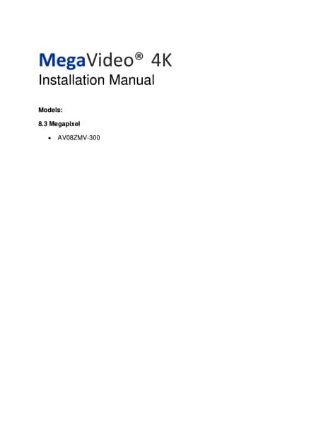 Arecont Vision MegaVideo 4K AV08ZMV-300
