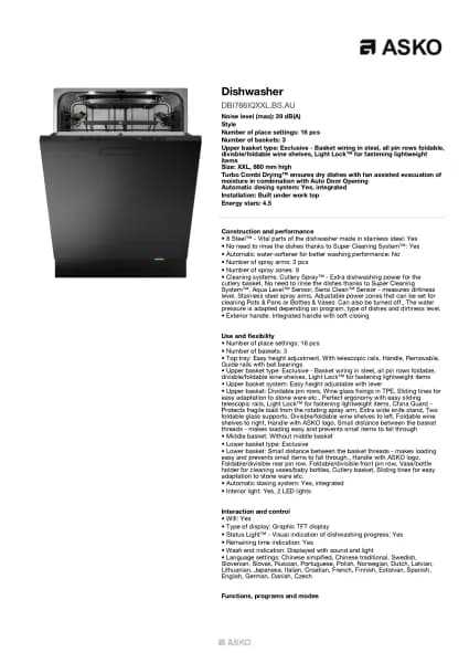 Asko DBI766IQXXL.BS.AU