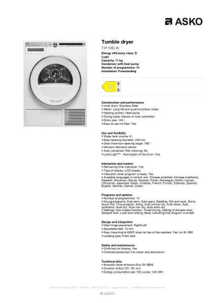 Asko T411HD.W