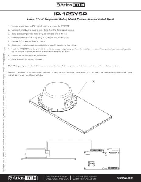 Atlas Sound IP-12SYSP