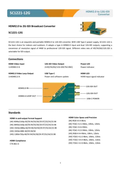 AVMATRIX SC1221-12G