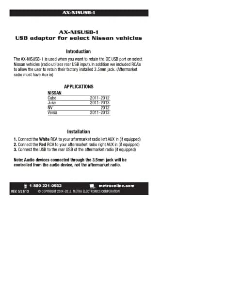 Axxess AX-NISUSB-1