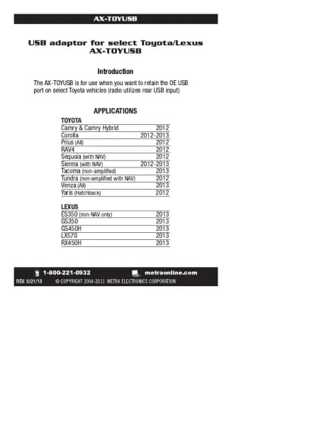 Axxess AX-TOYUSB