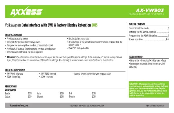 Axxess AX-VW903