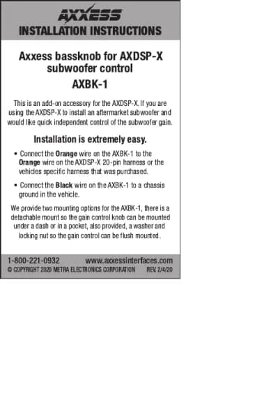 Axxess AXBK-1