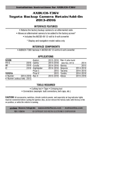 Axxess AXBUCH-T36V