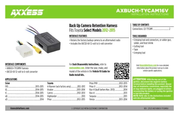 Axxess AXBUCH-TYCAM16V