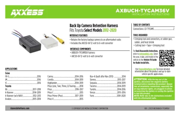 Axxess AXBUCH-TYCAM36V