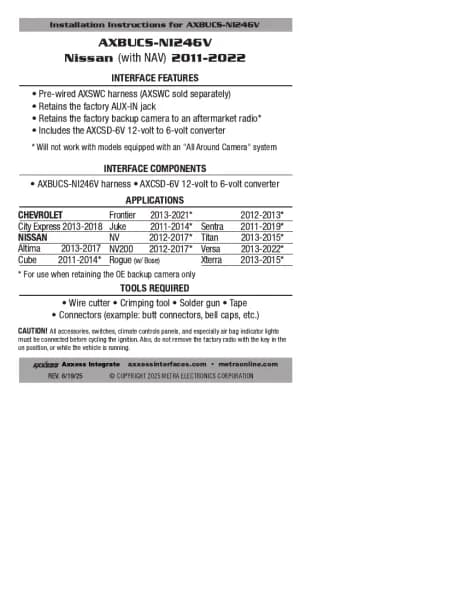 Axxess AXBUCS-NI246V