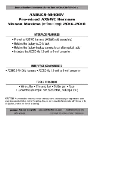 Axxess AXBUCS-NI406V