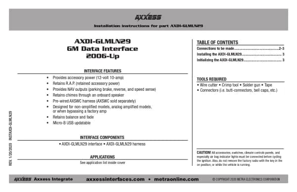 Axxess AXDI-GLMLN29