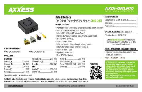 Axxess AXDI-GMLN10