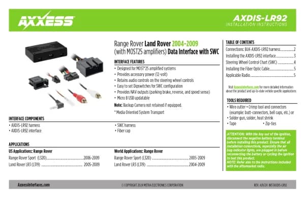 Axxess AXDIS-LR92