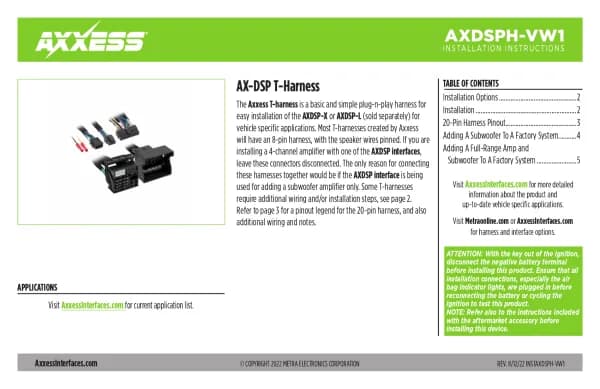Axxess AXDSPH-VW1