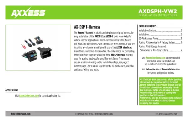 Axxess AXDSPH-VW2