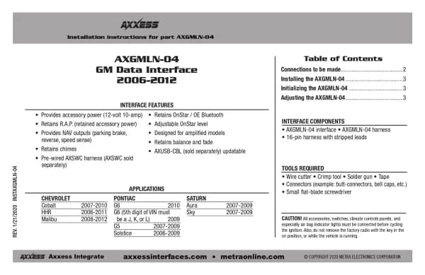 Axxess AXGMLN-04