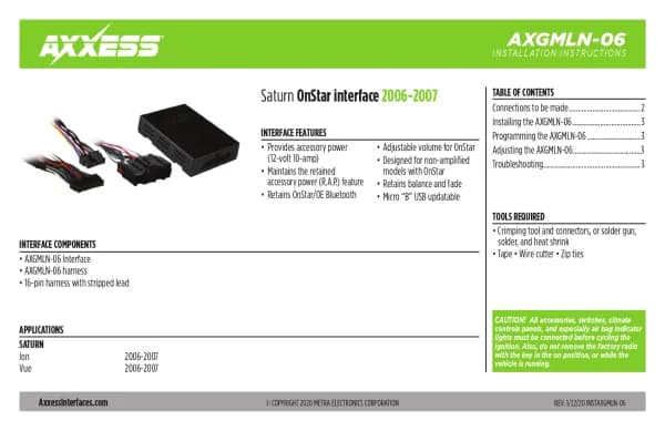 Axxess AXGMLN-06