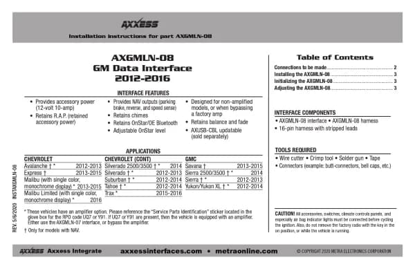 Axxess AXGMLN-08