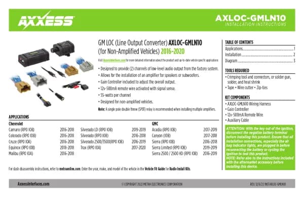 Axxess AXLOC-GMLN10