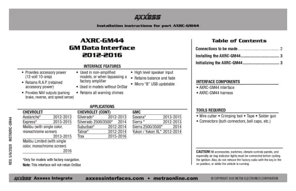 Axxess AXRC-GM44
