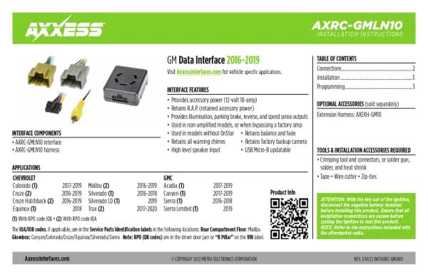 Axxess AXRC-GMLN10