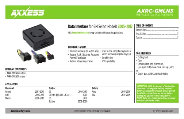 Axxess AXRC-GMLN3