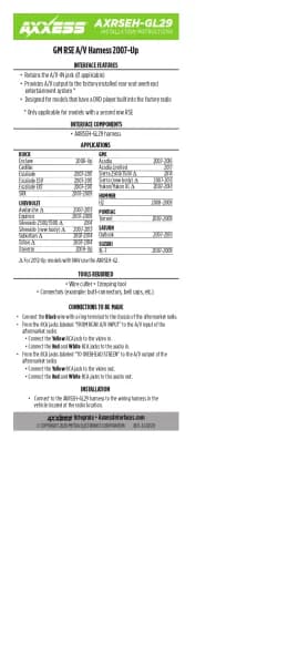 Axxess AXRSEH-GL29