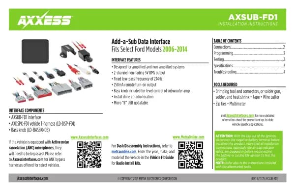 Axxess AXSUB-FD1