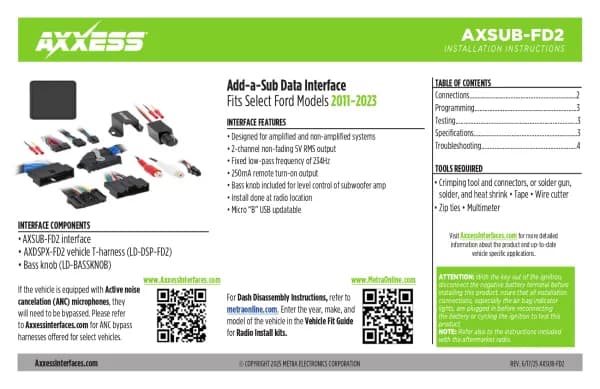 Axxess AXSUB-FD2