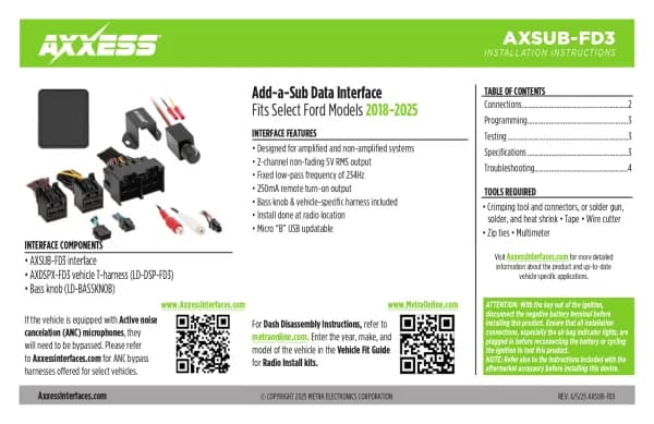 Axxess AXSUB-FD3