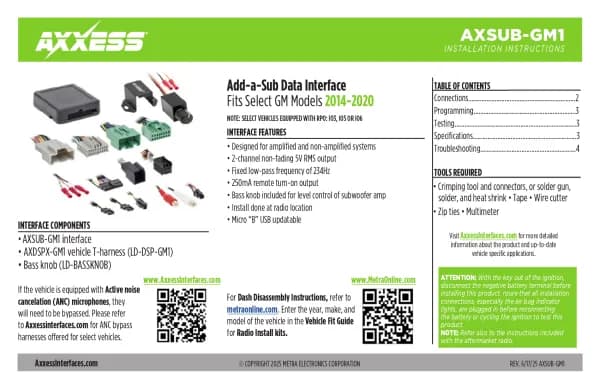 Axxess AXSUB-GM1