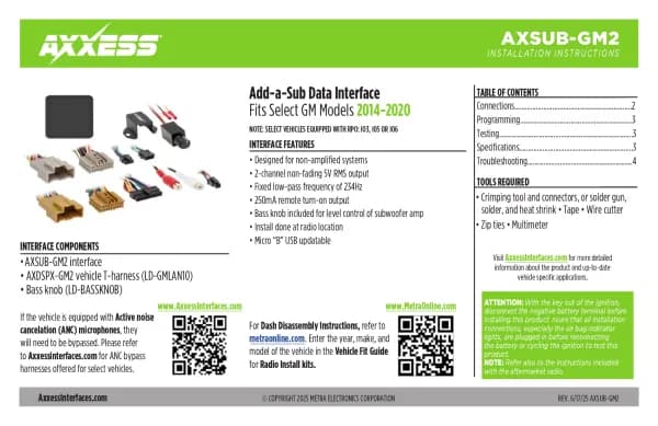 Axxess AXSUB-GM2