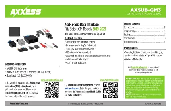 Axxess AXSUB-GM3