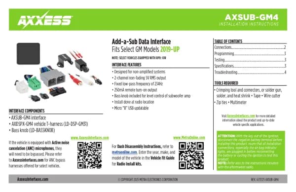 Axxess AXSUB-GM4