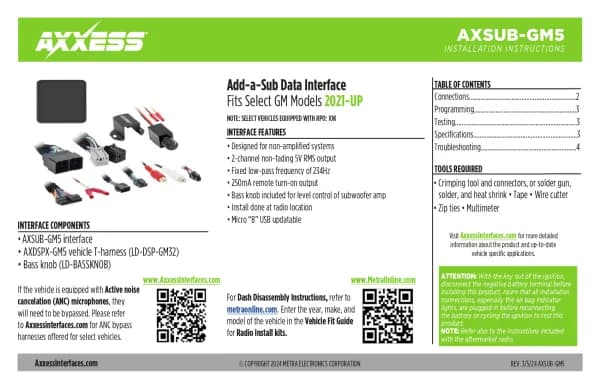 Axxess AXSUB-GM5