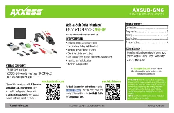 Axxess AXSUB-GM6