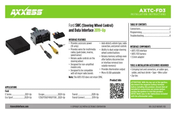 Axxess AXTC-FD3