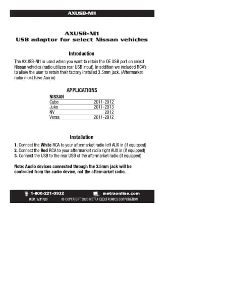 Axxess AXUSB-NI1