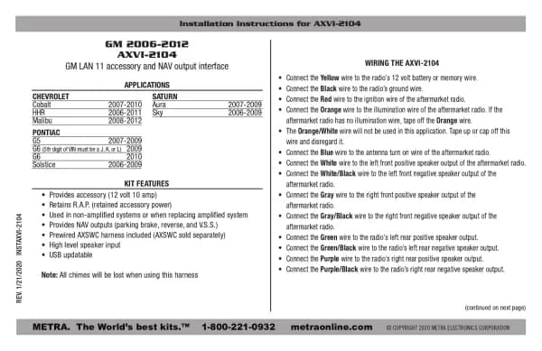 Axxess AXVI-2104