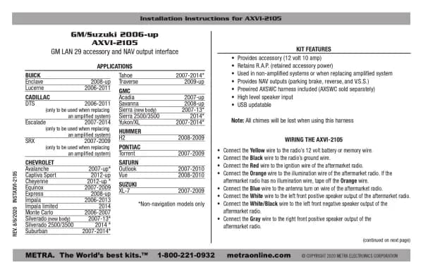 Axxess AXVI-2105